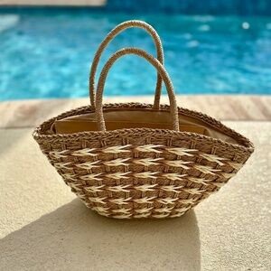 Woven Loop Handle Basket Tote